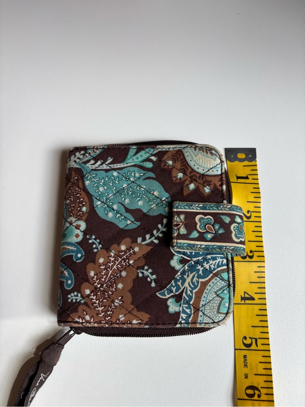 Vera Bradley Paisley Quilted Zip Wallet - Brown & Teal Accents - Picture 10 of 10